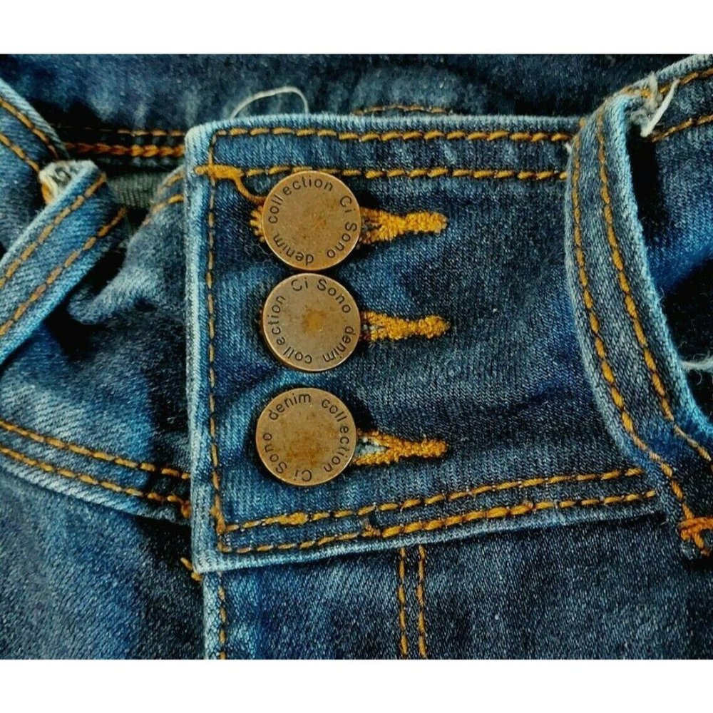 Ci Sono Denim Collection Juniors Jeans Sz 7 High Waist Skinny Leg Exposed Button - Picture 5 of 7
